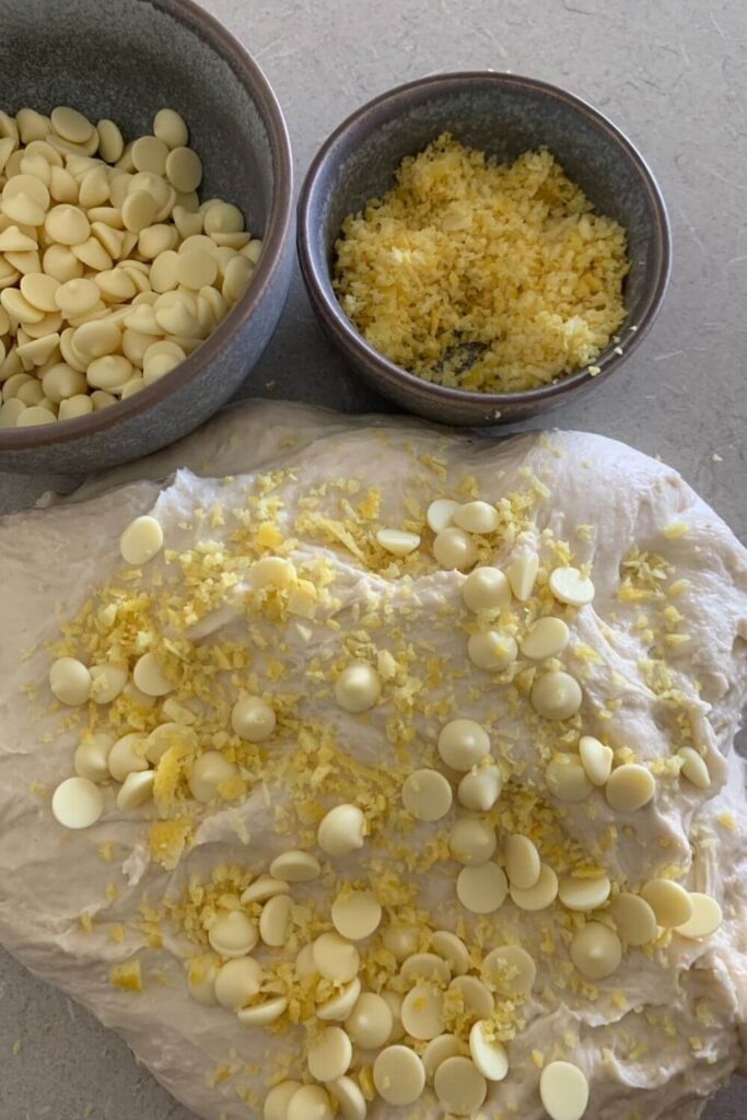 Lemon and white chocolate sourdough bread