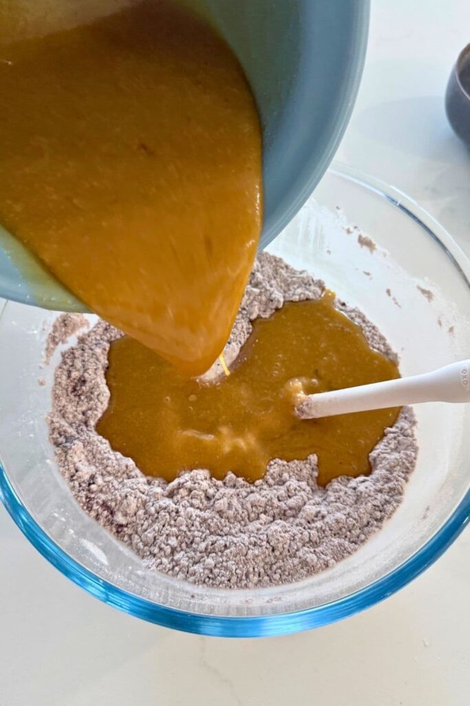 Sourdough cosmic brownies mixing ingredients.