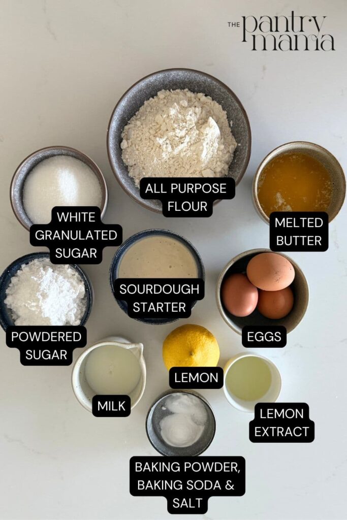 Sourdough Lemon loaf labeled ingredients.