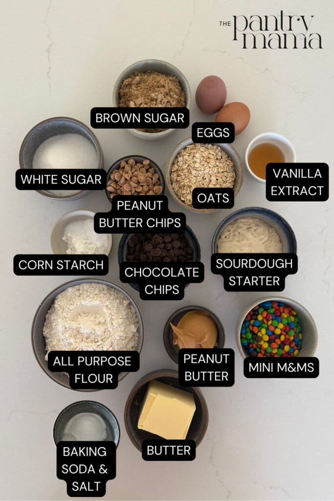 Sourdough monster cookies labeled ingredients