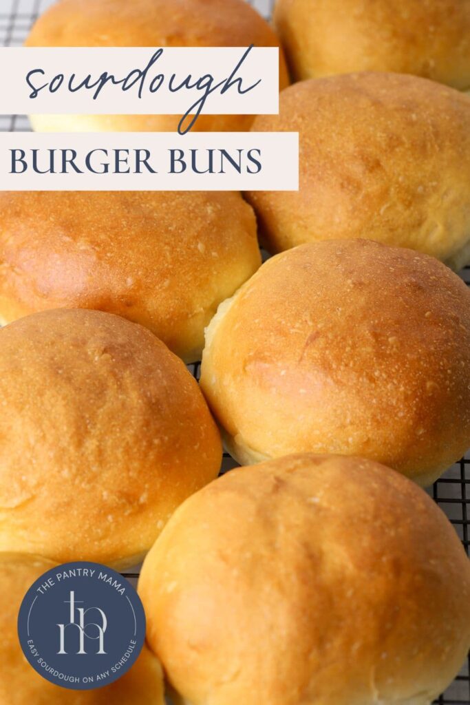 Sourdough burger buns Pinterest Pin.
