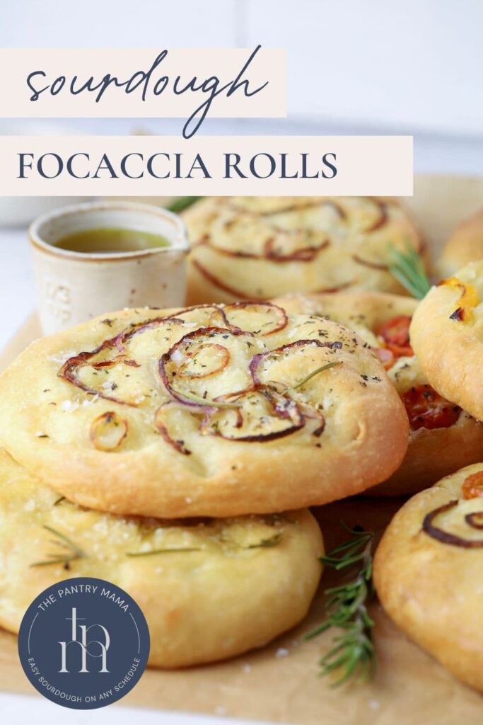 Pinterest Pin for sourdough focaccia rolls.