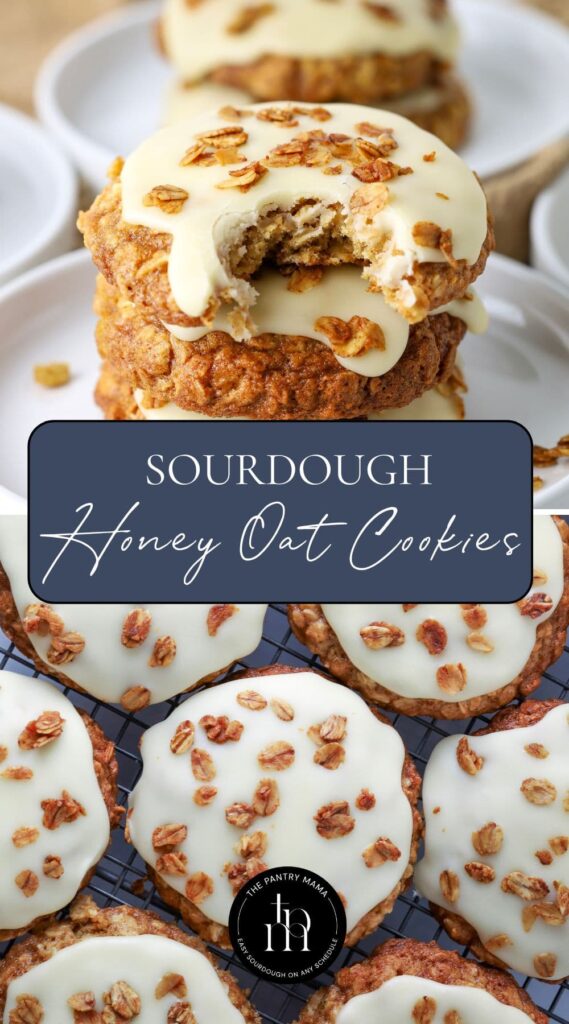 Sourdough honey oat cookies Pinterest Pin.